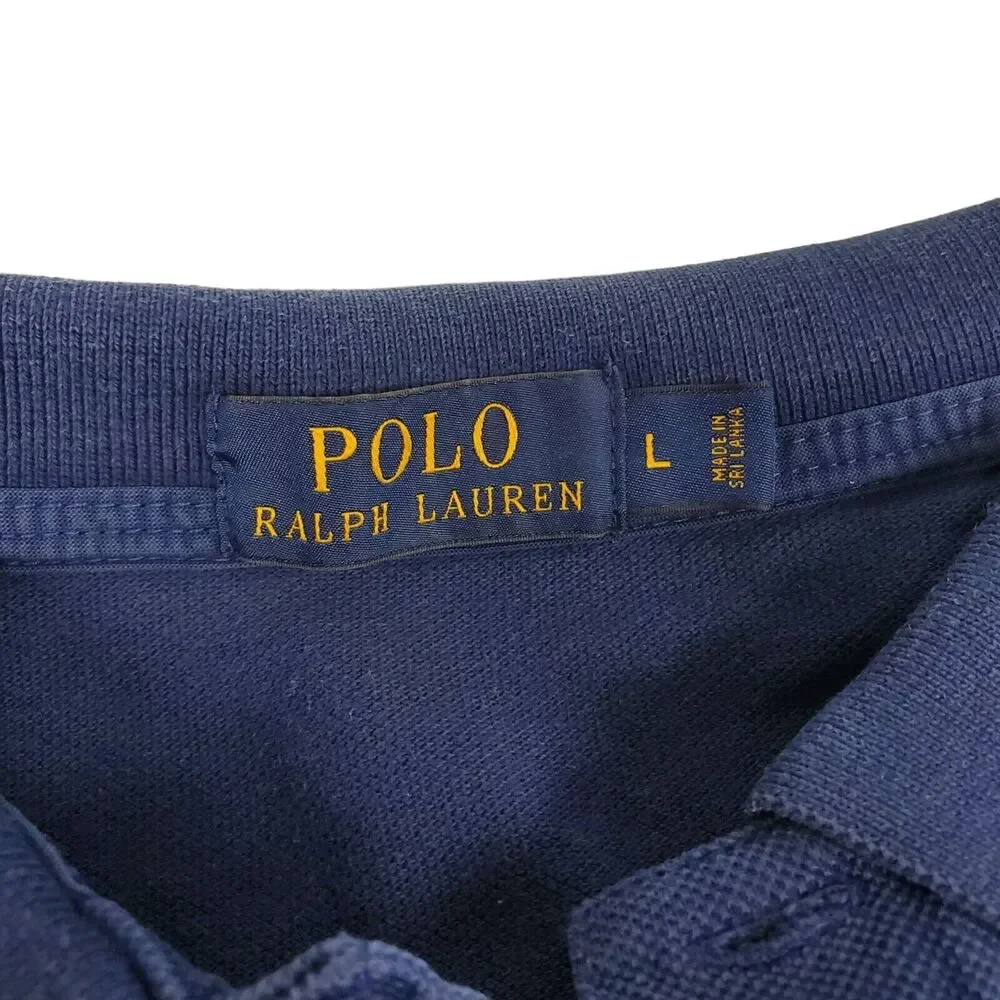 RALPH LAUREN POLO Shirt Mens Large Blue Embroidered Logo Patch Casual Preppy
